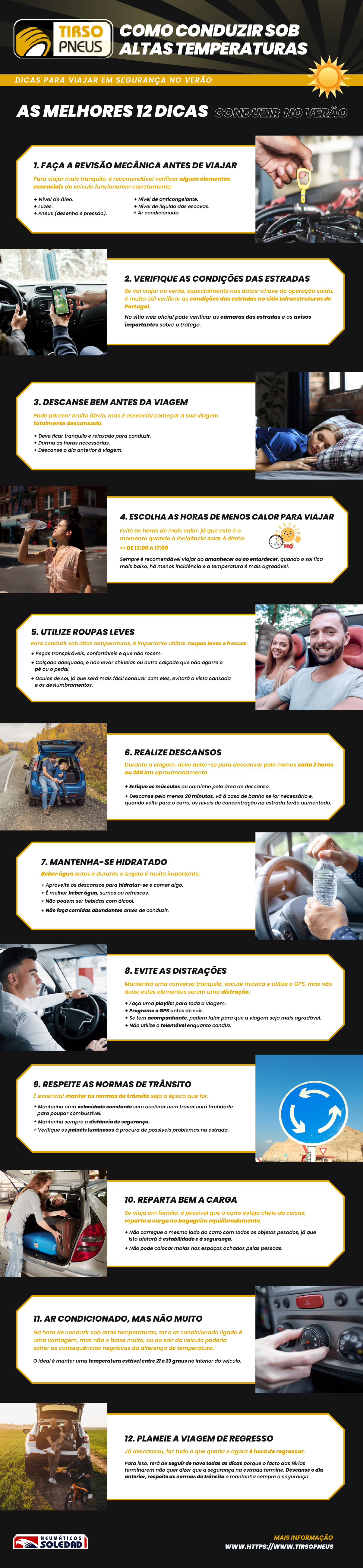 Infográfico com dicas para conduzir sob altas temperaturas.